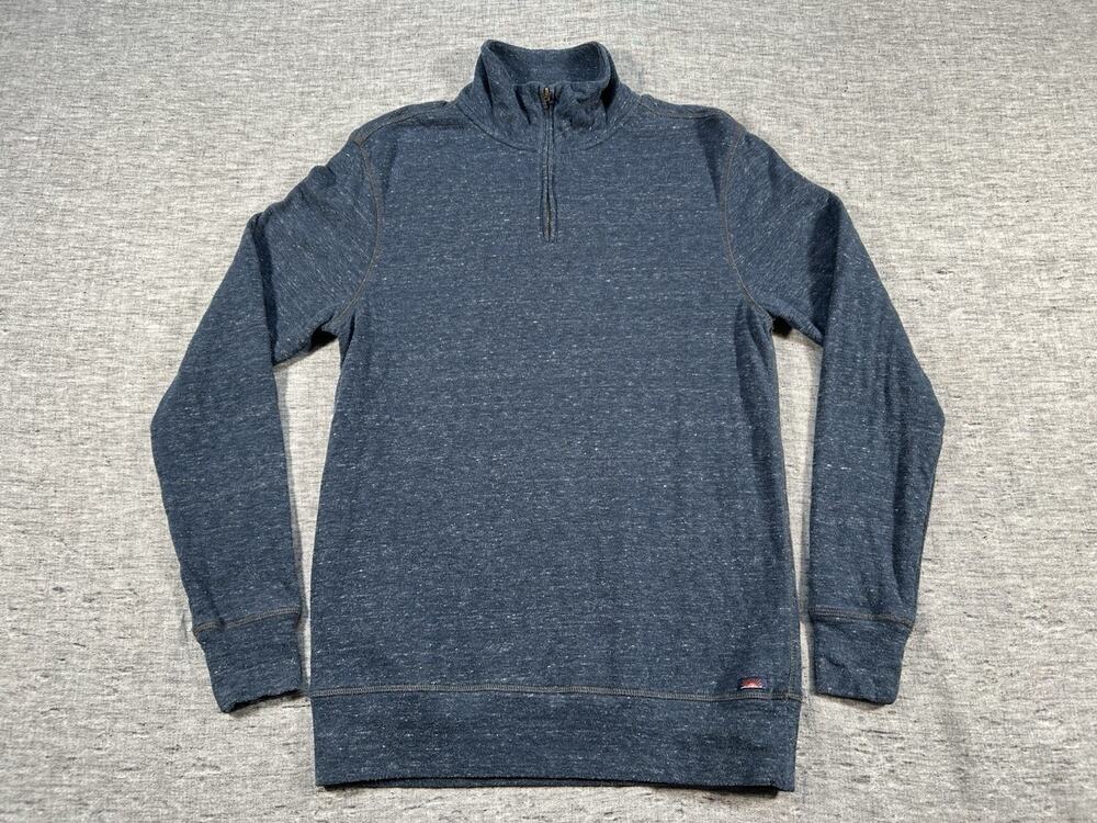 Faherty Pullover Mens Small Heather Blue Casual 1/4-Zip Sweater Cotton Blend
